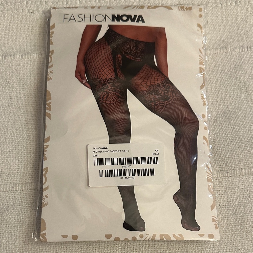 Fashion Nova Black Floral Fishnet Stockings
